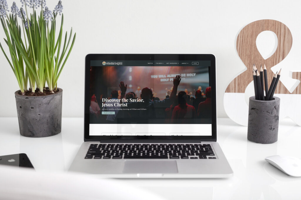 First Baptist Church of Powder Springs website shown on laptop and phone